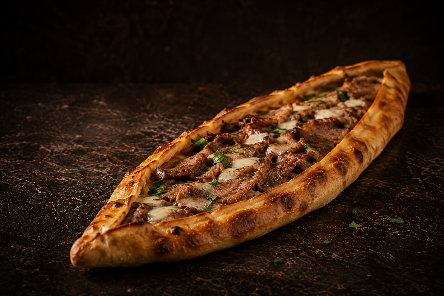 Franklins Pide mit Fleisch, Käse und Petersilie
